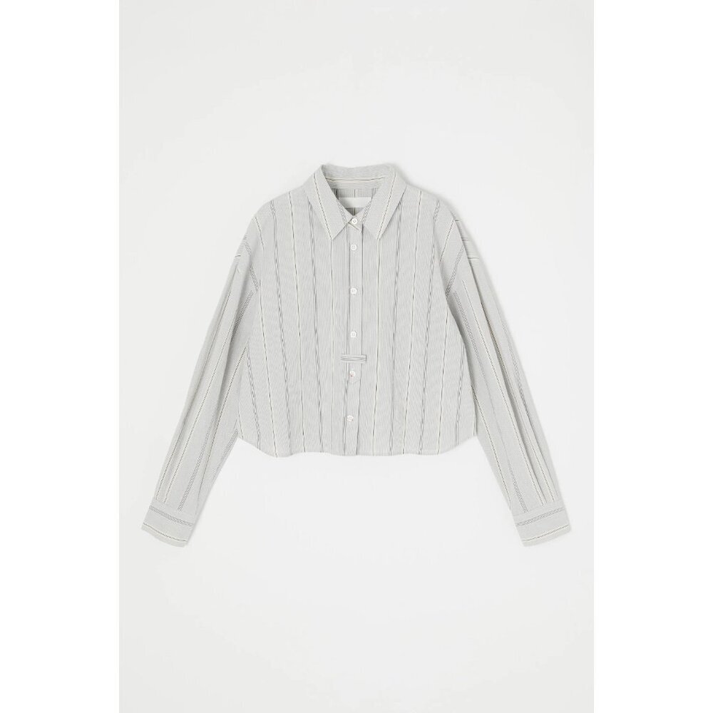 Moussy Vintage Compact Shirt Crop Length Button Front Striped Cotton Size Medium